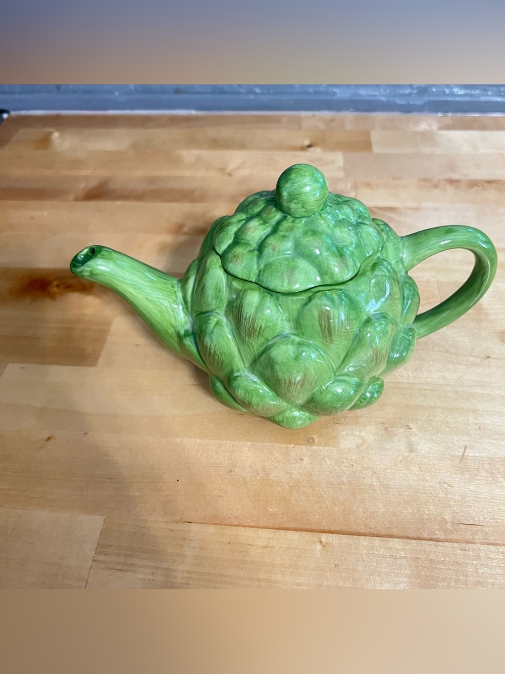 Vintage Teleflora Artichoke Teapot Green Size 9x6 Decorative Cottagecore